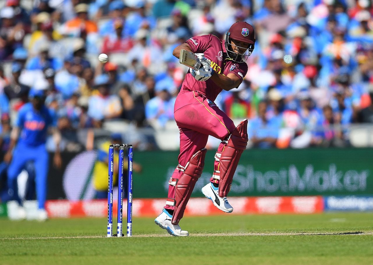 Nicholas Pooran plays a pull shot, India v West Indies, Old Trafford, June 27, 2019
