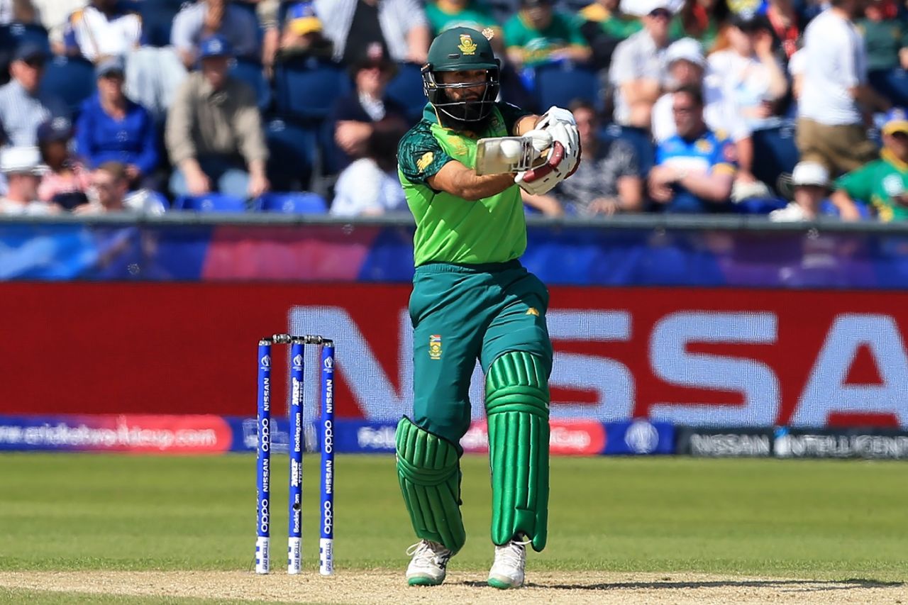 Hashim Amla plays a pull shot on course to his fifty, South Africa v Sri Lanka, World Cup 2019, Chester-le-Street, June 28, 2019