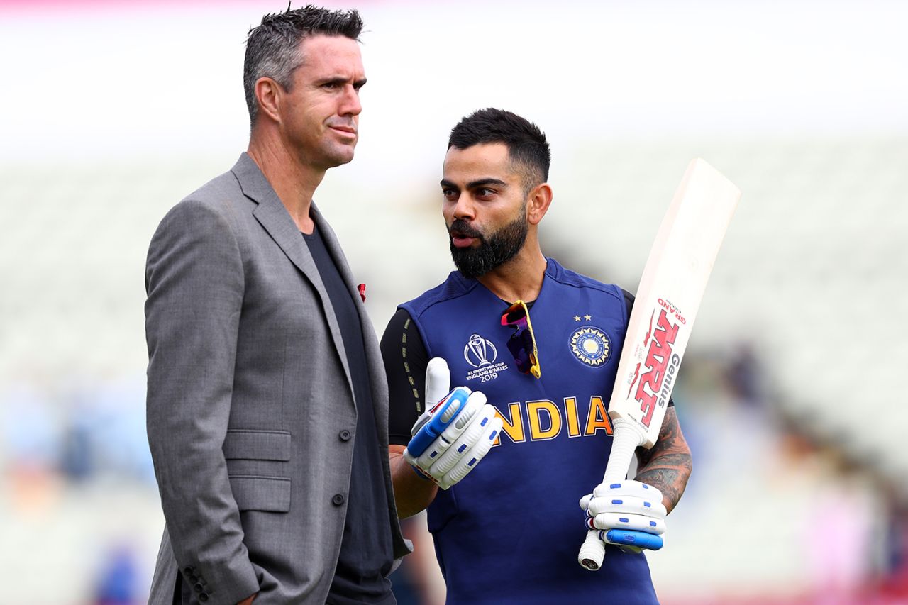Virat Kohli has a chat with Kevin Pietersen, England v India, World Cup 2019, Edgbaston, June 30, 2019