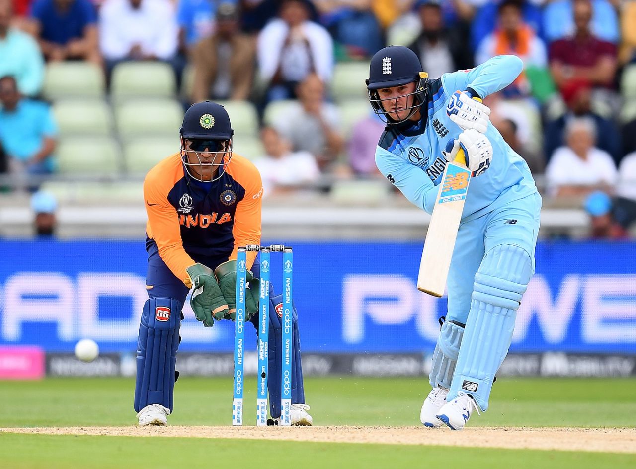 Jason Roy punches down the ground, England v India, World Cup 2019, Edgbaston, June 30, 2019