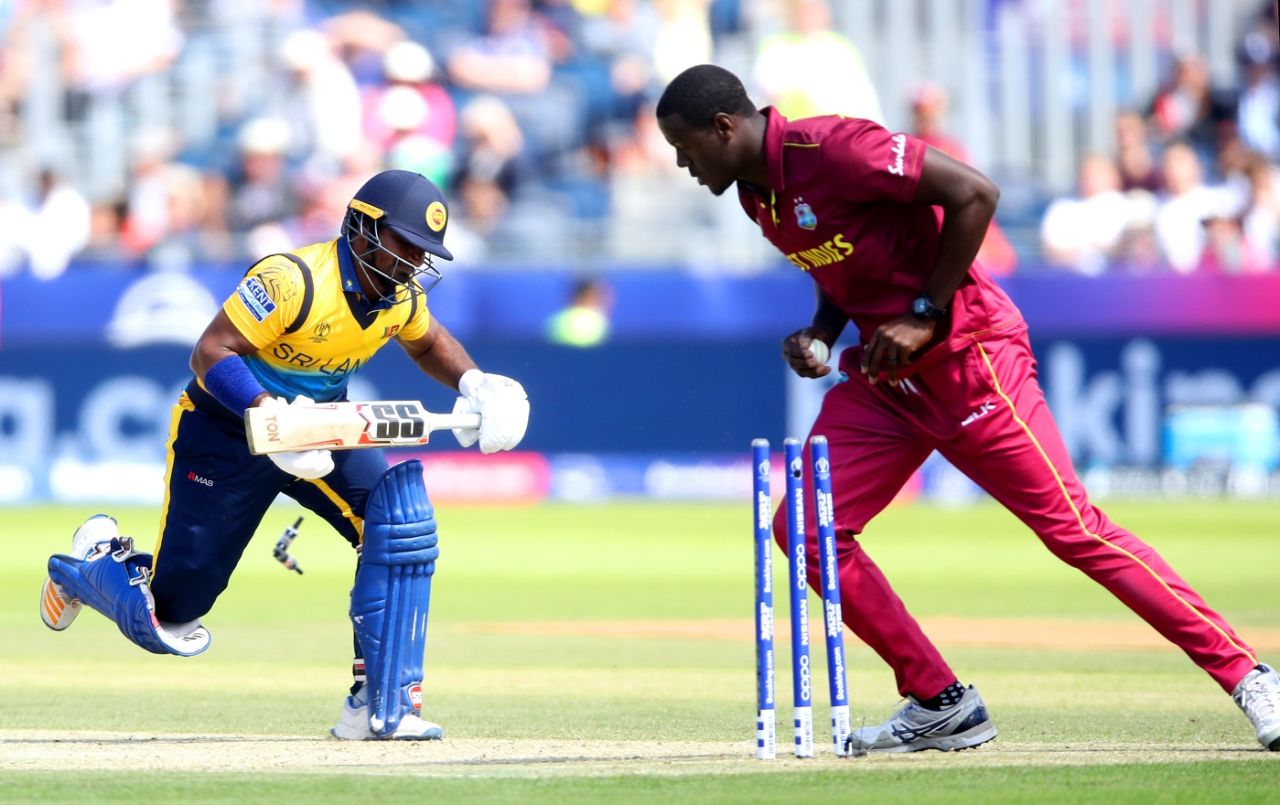 Carlos Brathwaite brought Kusal Perera's promising innings to an end, Sri Lanka v West Indies, World Cup 2019, Chester-le-Street, July 1, 2019