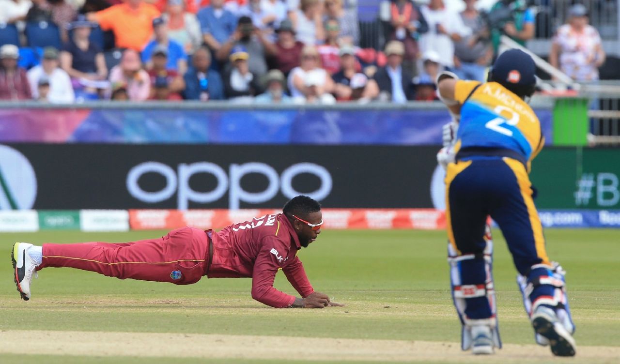 Fabian Allen took a brilliant catch off his own bowling, Sri Lanka v West Indies, World Cup 2019, Chester-le-Street, July 1, 2019