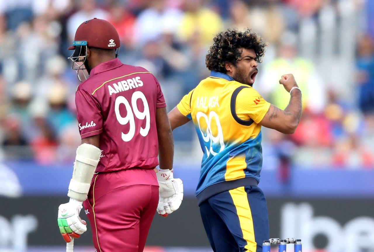 Lasith Malinga dismissed Sunil Ambris cheaply, Sri Lanka v West Indies, World Cup 2019, Chester-le-Street, July 1, 2019