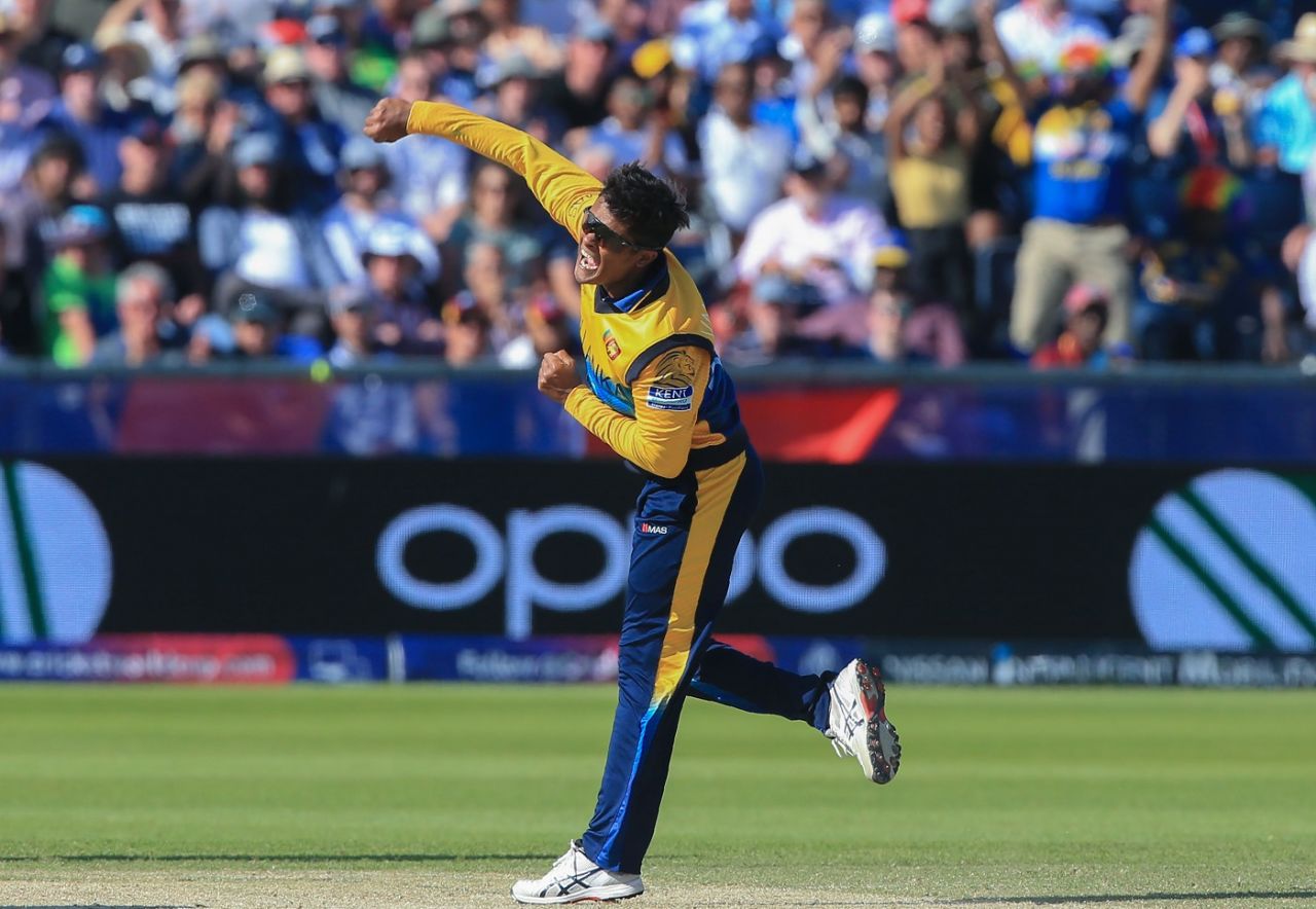 Jeffrey Vandersay was expensive but got the crucial wicket of Jason Holder, Sri Lanka v West Indies, World Cup 2019, Chester-le-Street, July 1, 2019