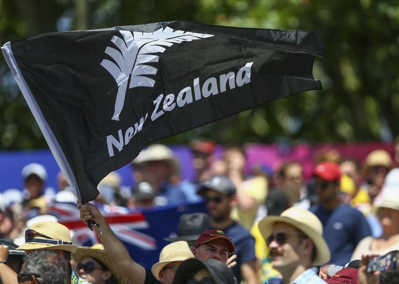 A New Zealand fan waves their flag, Australia v New Zealand, World Cup 2019, Lords, June 29, 2019