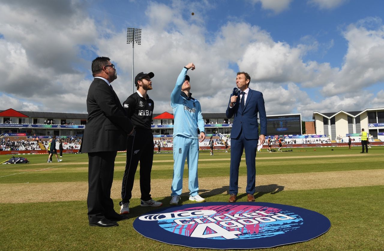 Eoin Morgan won the toss and elected to bat in a must-win match, England v New Zealand, World Cup 2019, Chester-le-Street, July 3, 2019