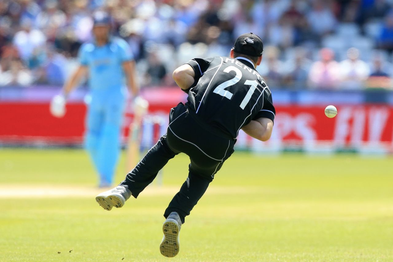Matt Henry drops a catch, England v New Zealand, World Cup 2019, Chester-le-Street, July 3, 2019
