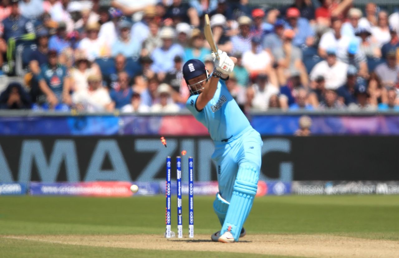 Jonny Bairstow is bowled by Matt Henry, England v New Zealand, World Cup 2019, Chester-le-Street, July 3, 2019