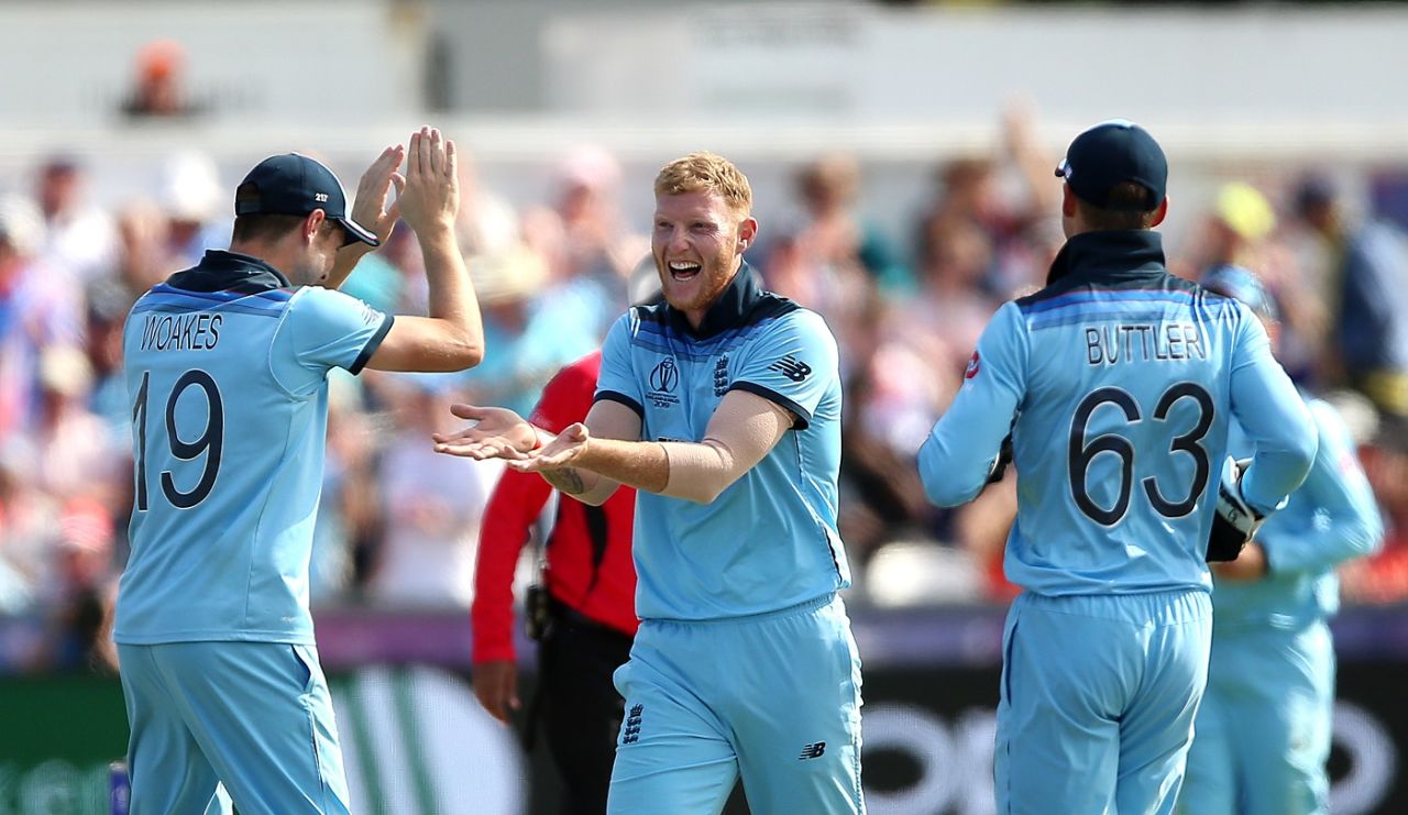 Ben Stokes struck with his first ball to dismiss Colin De Grandhomme, England v New Zealand, World Cup 2019, Chester-le-Street, July 3, 2019