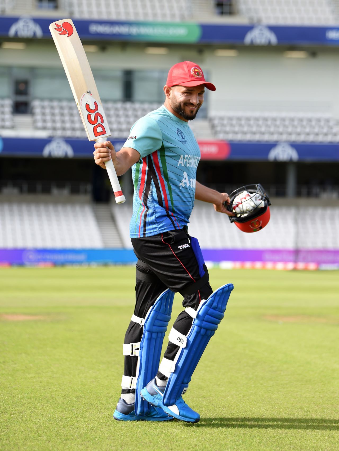 Gulbadin Naib gestures for the cameras, Afghanistan v West Indies, World Cup 2019, Headingley, July 4, 2019