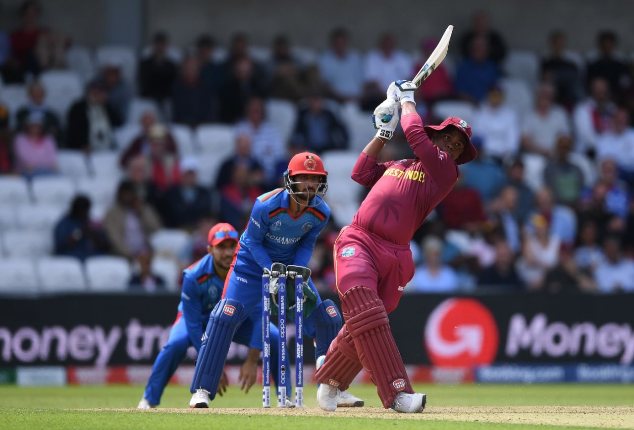 Shimron Hetmyer goes on the charge as he takes the attack to Afghanistan, Afghanistan v West Indies, World Cup 2019, Headingley, July 4, 2019