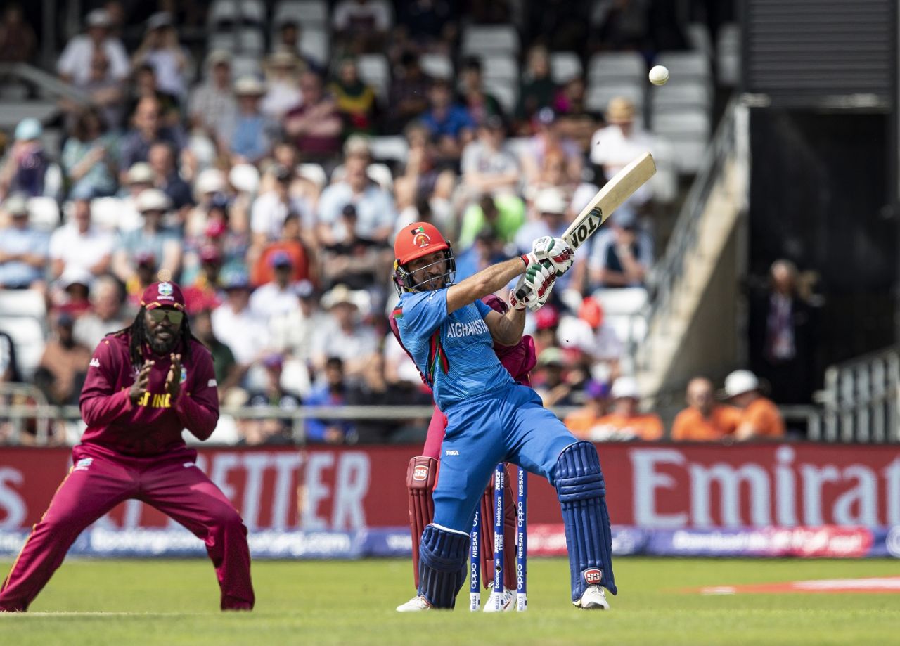 Rahmat Shah's fifty kept Afghanistan on track, Afghanistan v West Indies. World Cup 2019, Headingley, July 4, 2019