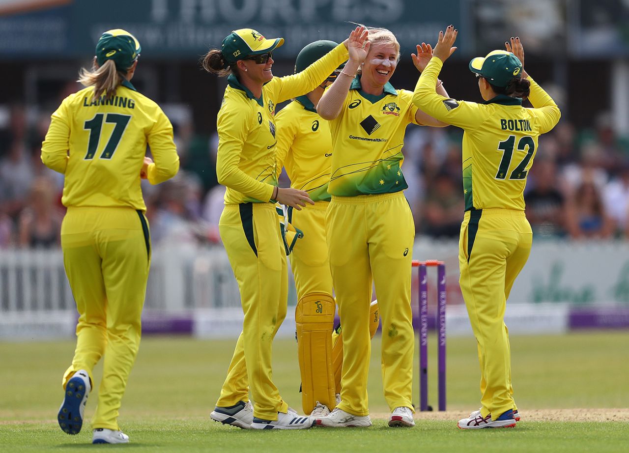 Delissa Kimmince struck in her opening over, England v Australia, 2nd ODI, Leicester, July 04, 2019
