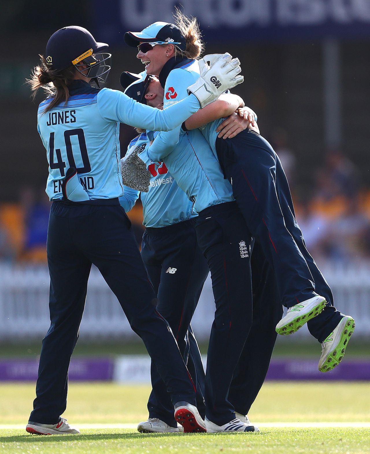 England celebrate a breakthrough, England v Australia, 2nd ODI, Leicester, July 04, 2019