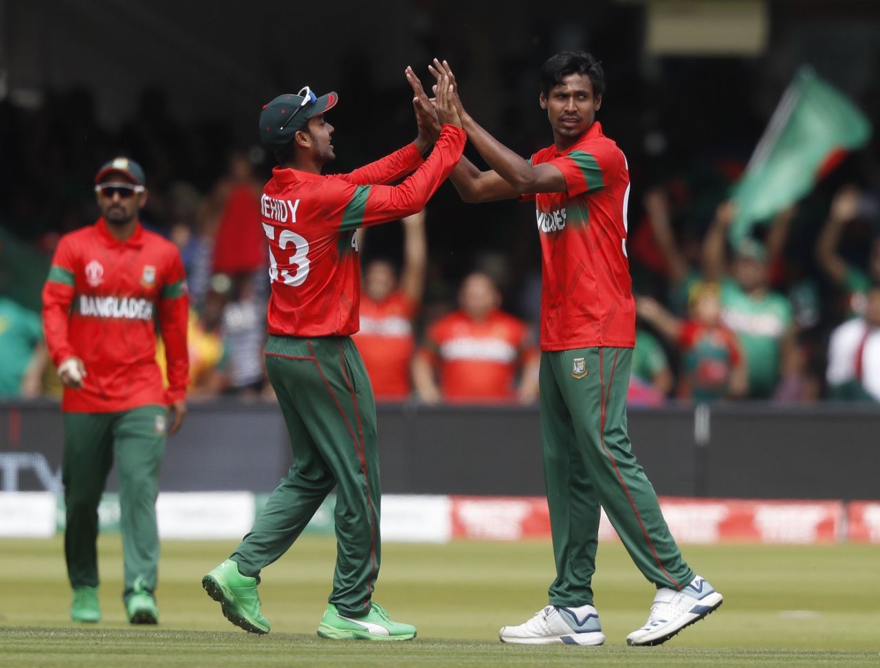 Mustafizur Rahman celebrates after taking the wicket of Haris Sohail, Bangladesh v Pakistan, World Cup 2019, Lord's, July 5, 2019