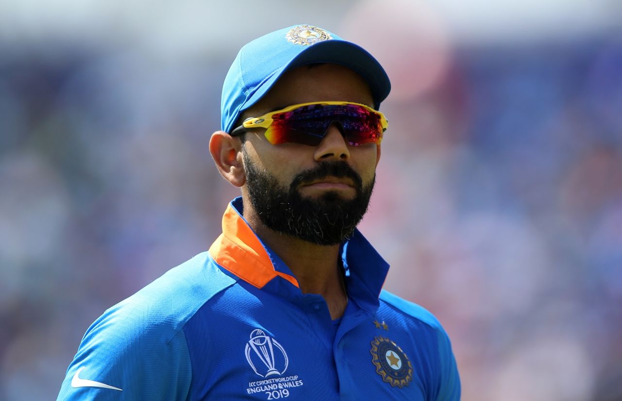 Virat Kohli wears a pensive look in the field, India v Sri Lanka, World Cup 2019, Leeds, July 6, 2019