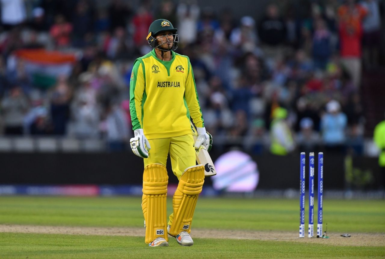 Usman Khawaja returned to the field but couldn't do enough to guide Australia over the line, Australia v South Africa, World Cup 2019, Old Trafford, July 6, 2019