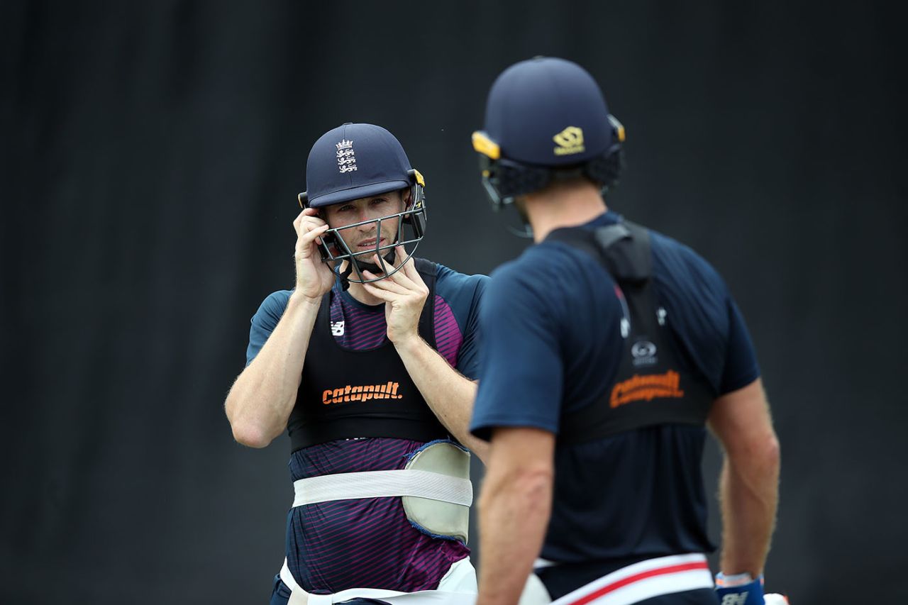 Chris Woakes and Liam Plunkett bat at England's nets session, July 9, 2019