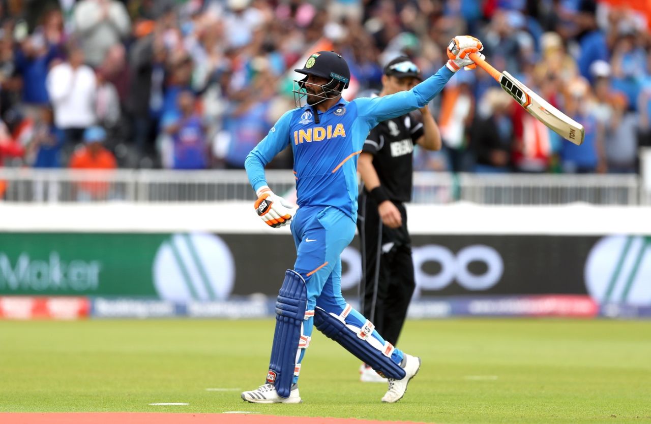 Ravindra Jadeja lit up Manchester with an electrifying fifty, India v New Zealand, World Cup 2019, Old Trafford, July 10, 2019
