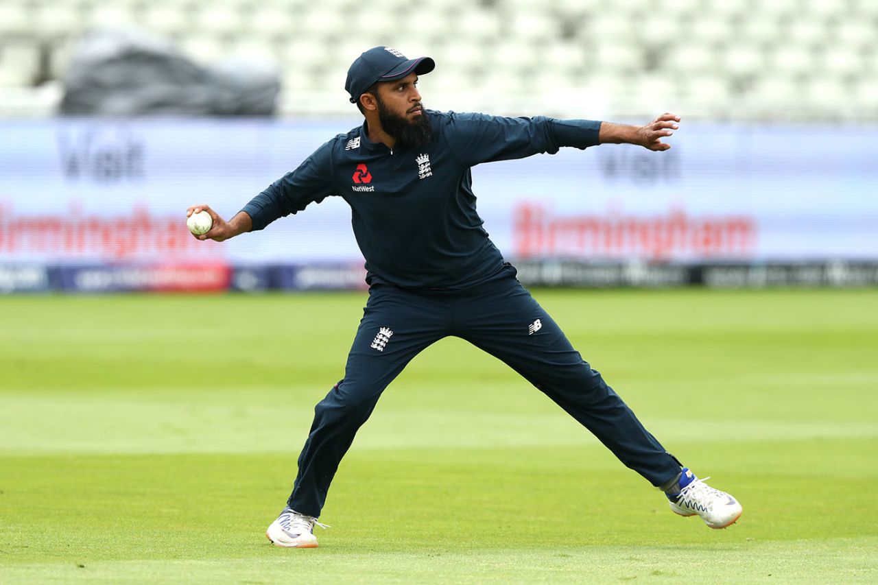 Adil Rashid during England's fielding practice, July 10, 2019