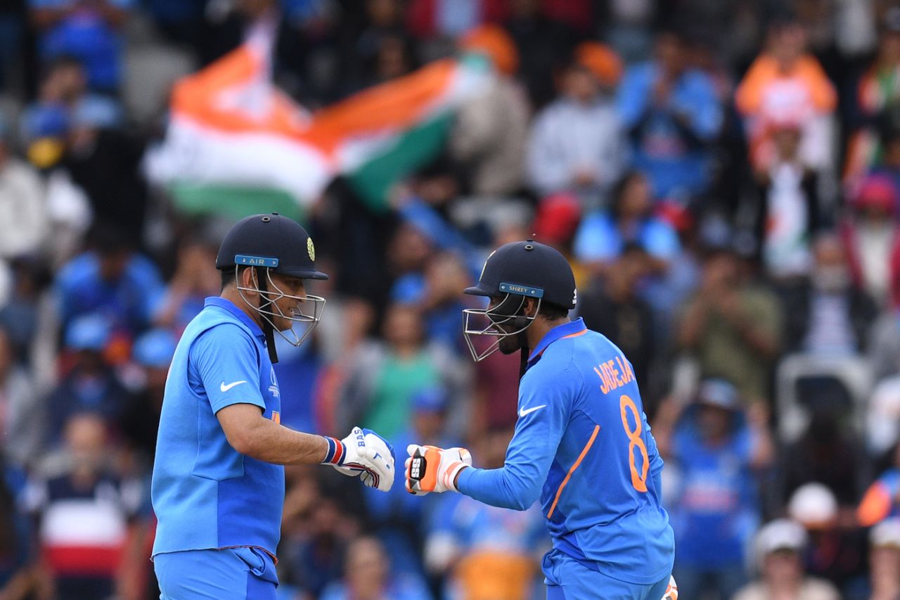 Ravindra Jadeja and MS Dhoni put on a century stand, India v New Zealand, World Cup 2019, Old Trafford, July 10, 2019