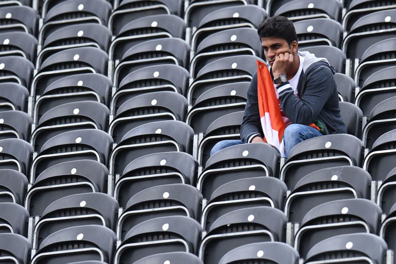 An Indian fan soaks in the loss, India v New Zealand, World Cup 2019, Old Trafford, July 10, 2019