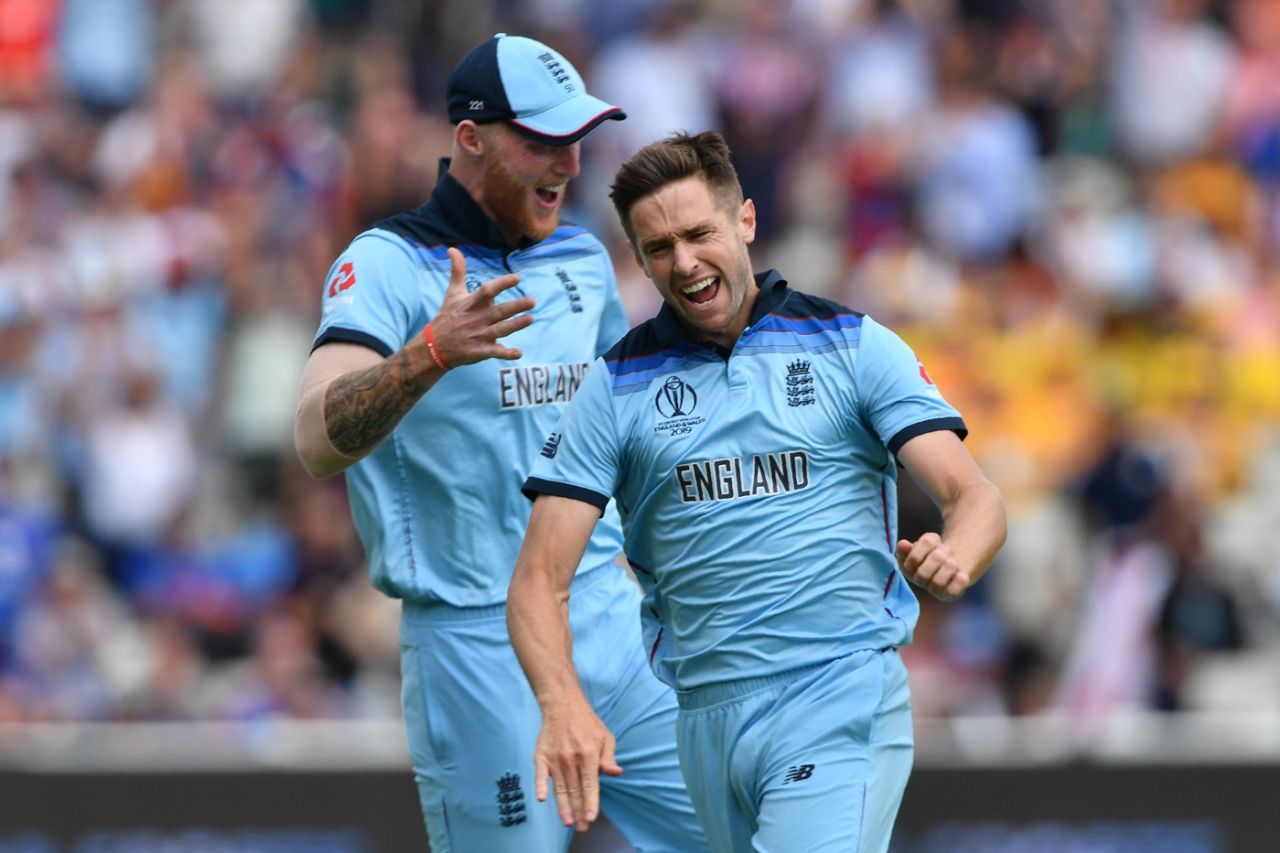 Chris Woakes struck with the new ball to remove David Warner, England v Australia, World Cup 2019, Edgbaston, July 11, 2019