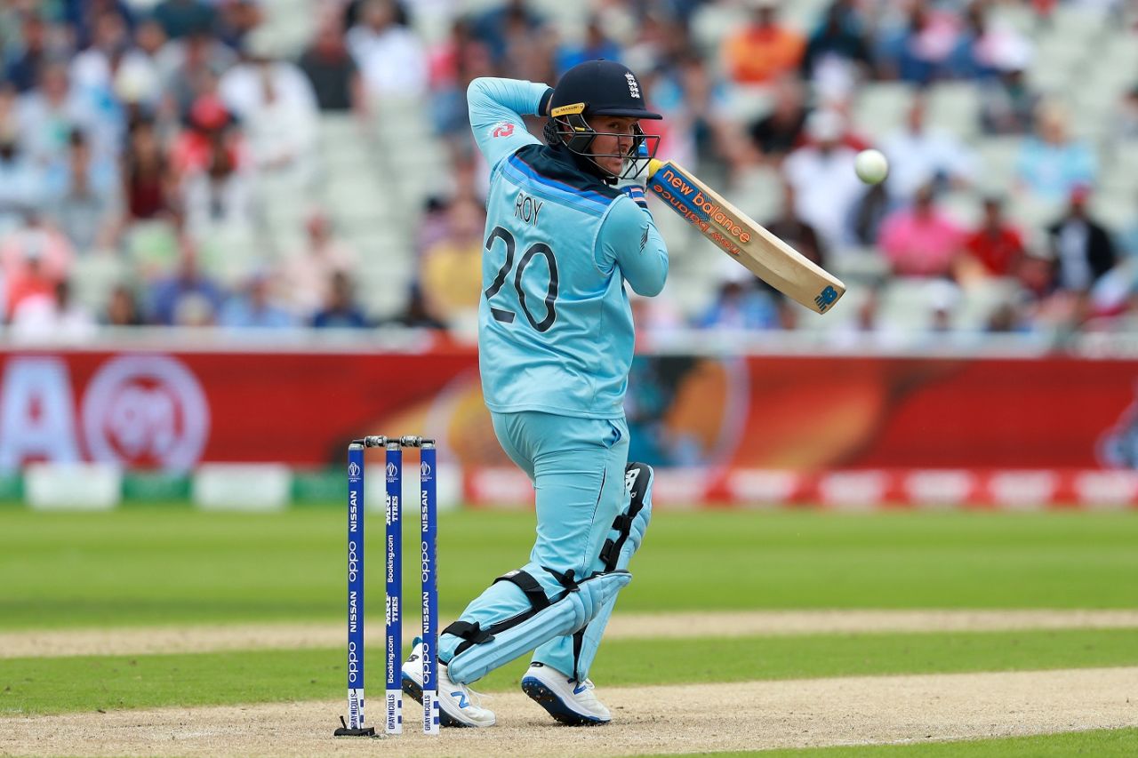 Jason Roy made a cautious start in the chase, England v Australia, World Cup 2019, Edgbaston, July 11, 2019