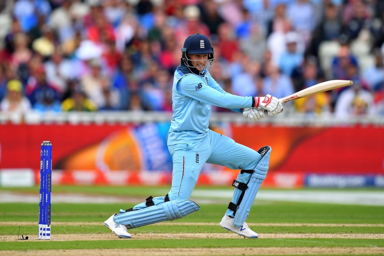 Joe Root steered England's chase after Jason Roy's dismissal , England v Australia, World Cup 2019, Edgbaston, July 11, 2019