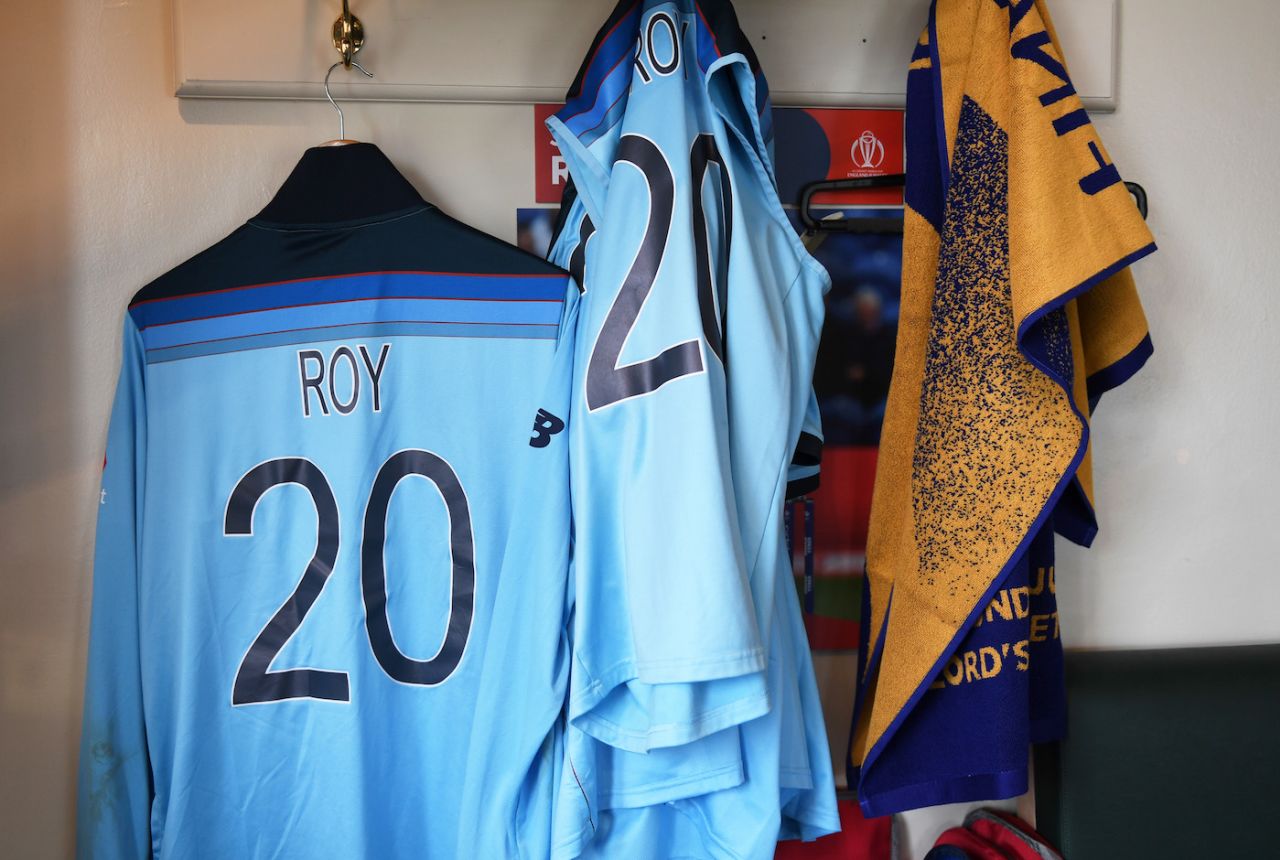 Jason Roy's jersey in the Lord's dressing room, England v New Zealand, World Cup 2019, final, Lord's, July 14, 2019