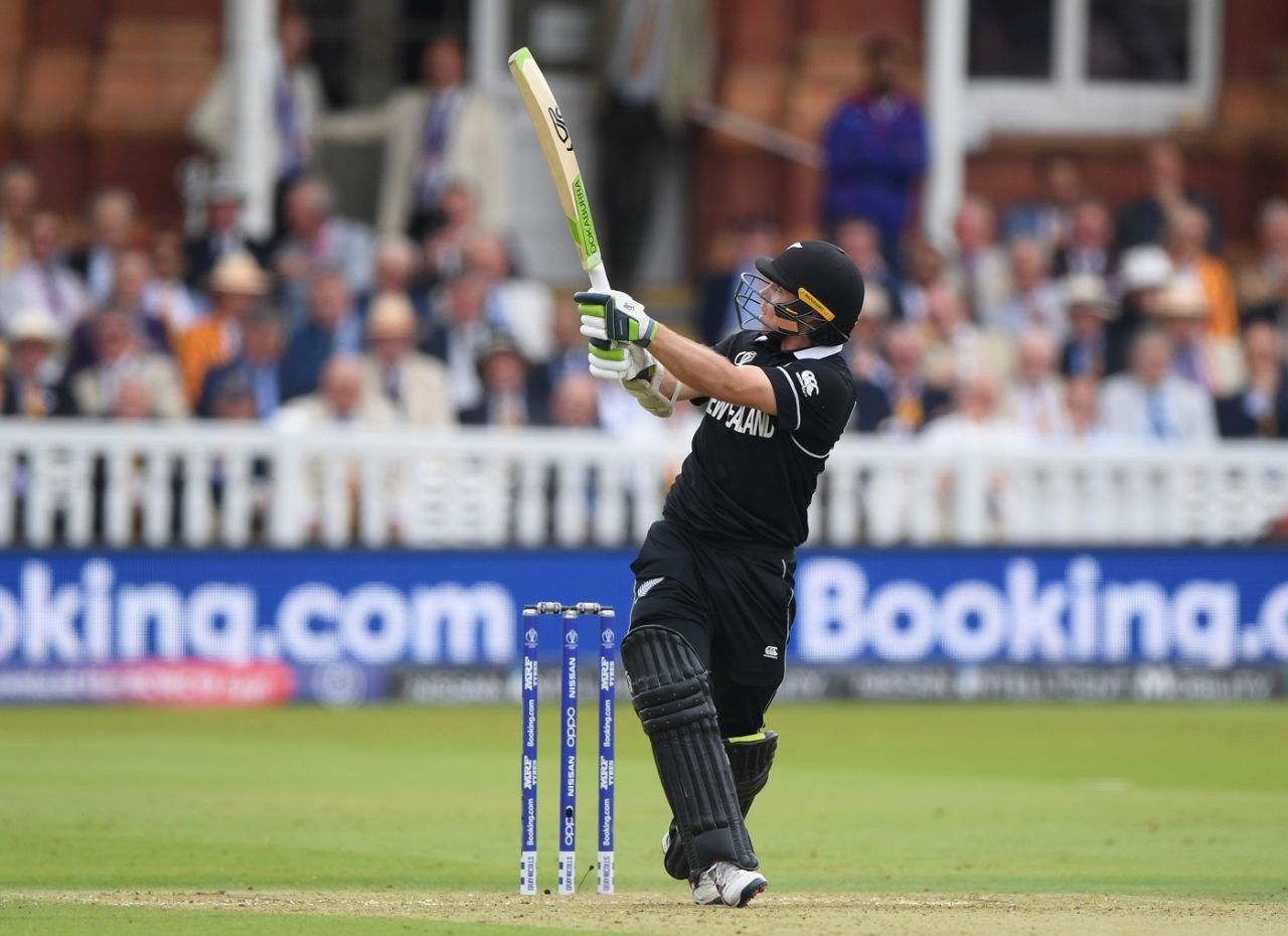 Tom Latham pulls a short ball to the boundary, England v New Zealand, World Cup 2019, Lord's, July 14, 2019
