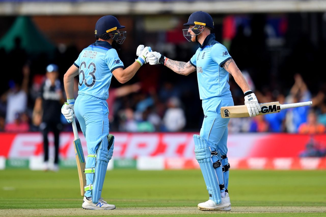 Ben Stokes and Jos Buttler take the fight to New Zealand and steady the English innings, England v New Zealand, World Cup 2019, Lord's, July 14, 2019