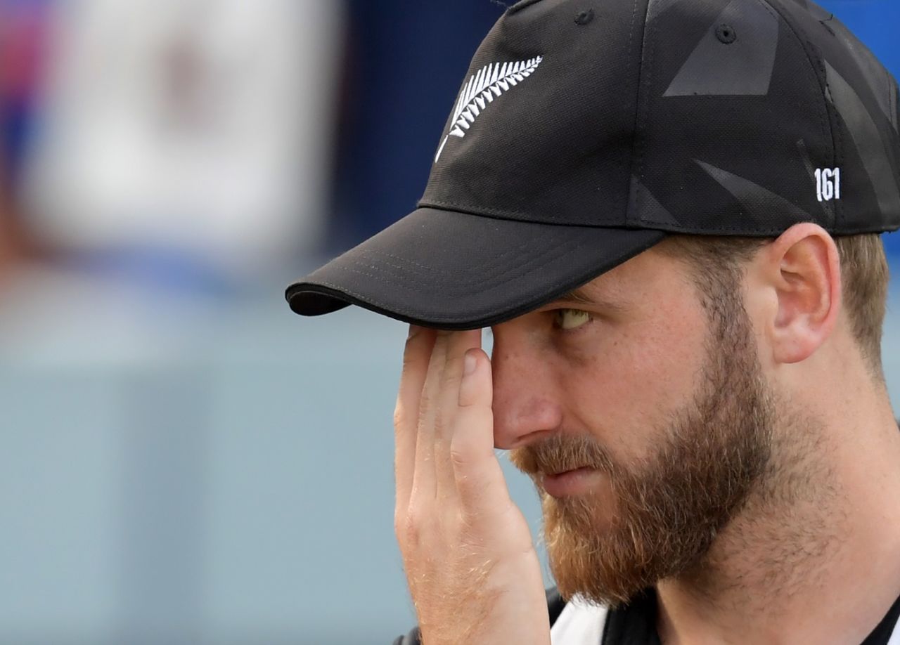 Kane Williamson reacts during the presentation ceremony, England v New Zealand, World Cup 2019 final, Lord's, July 14, 2019