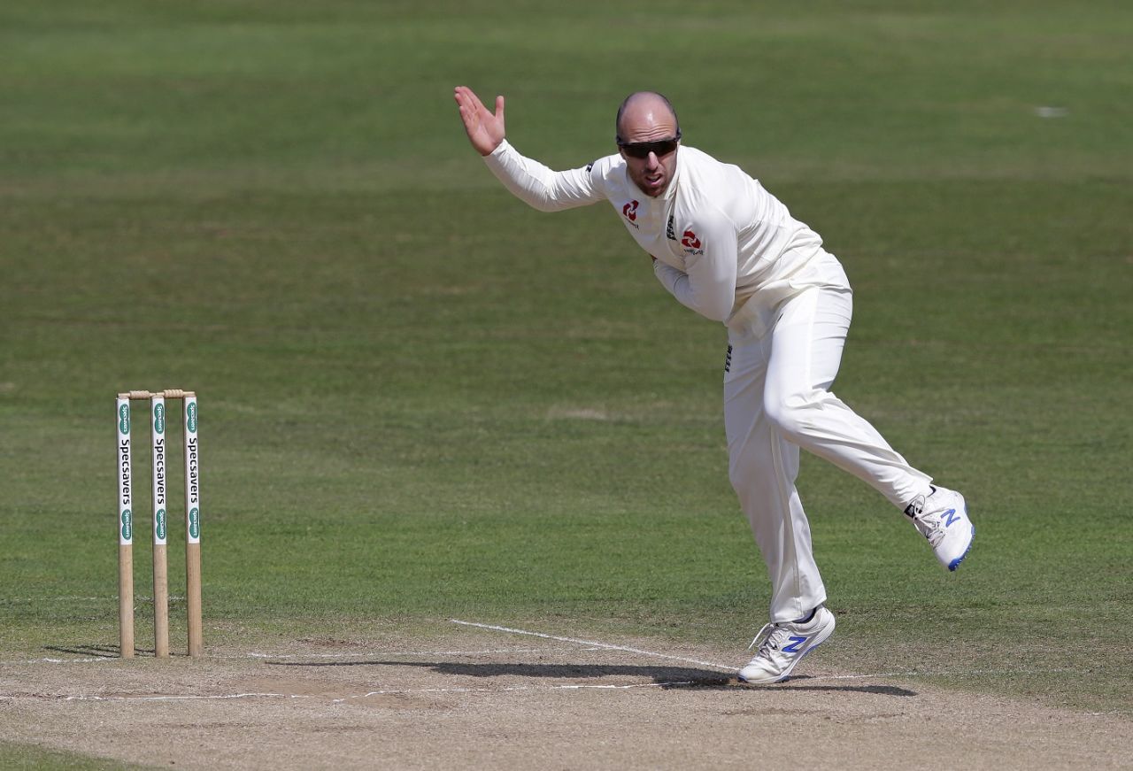 Jack Leach lets one rip, England Lions v Australians, Tour match, Canterbury, 4th day, July 17, 2019