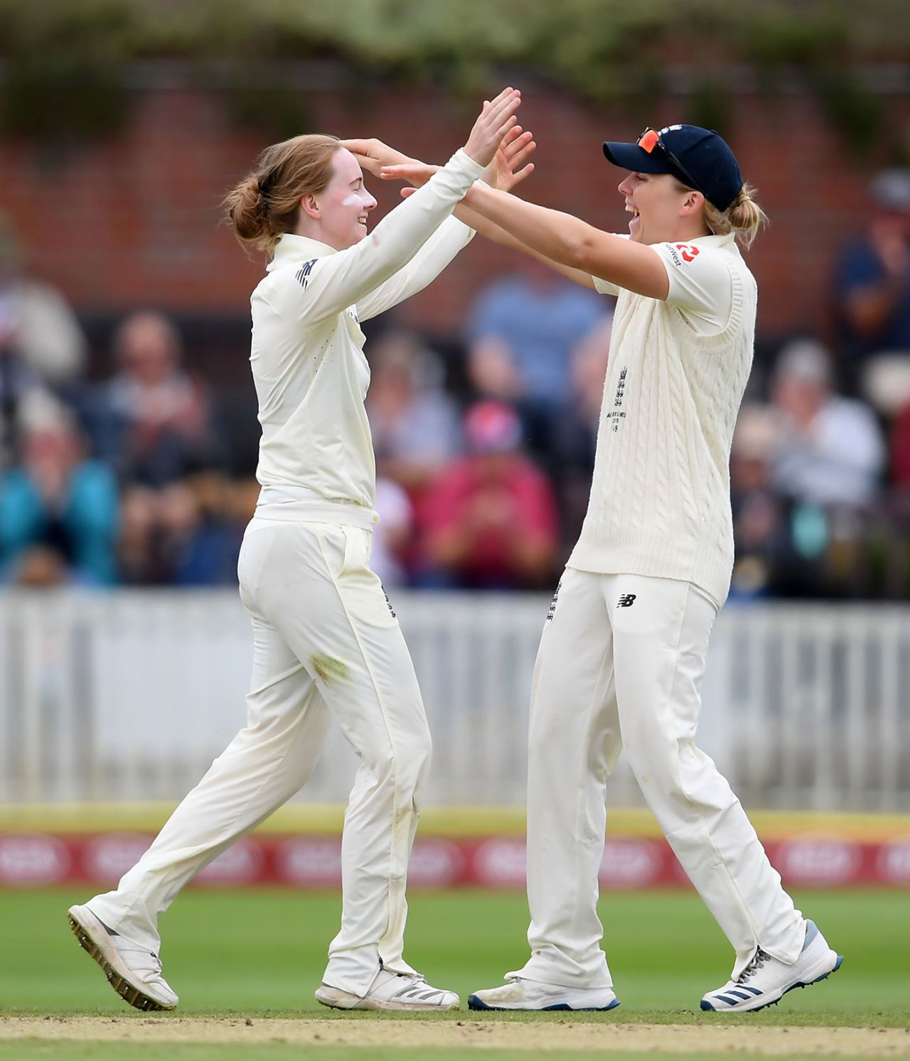 Kirstie Gordon celebrates her maiden Test wicket, England v Australia, only women's Test, Taunton, 1st day, July 18, 2019