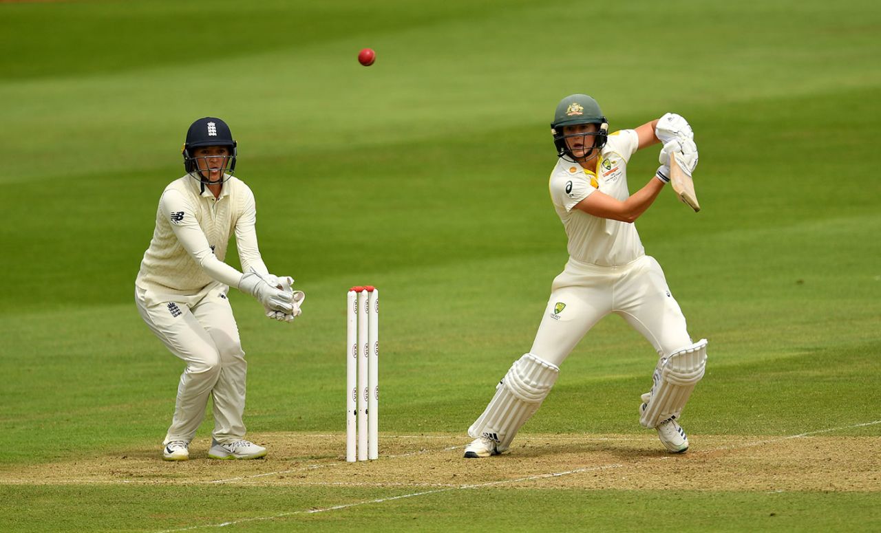 Ellyse Perry drives through the covers, England v Australia, only women's Test, Taunton, 1st day, July 18, 2019