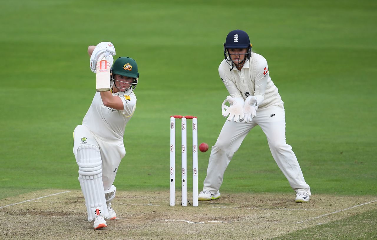 Beth Mooney drives elegantly through the off side, England v Australia, Women's Ashes, only Test, 3rd day, July 20, 2019