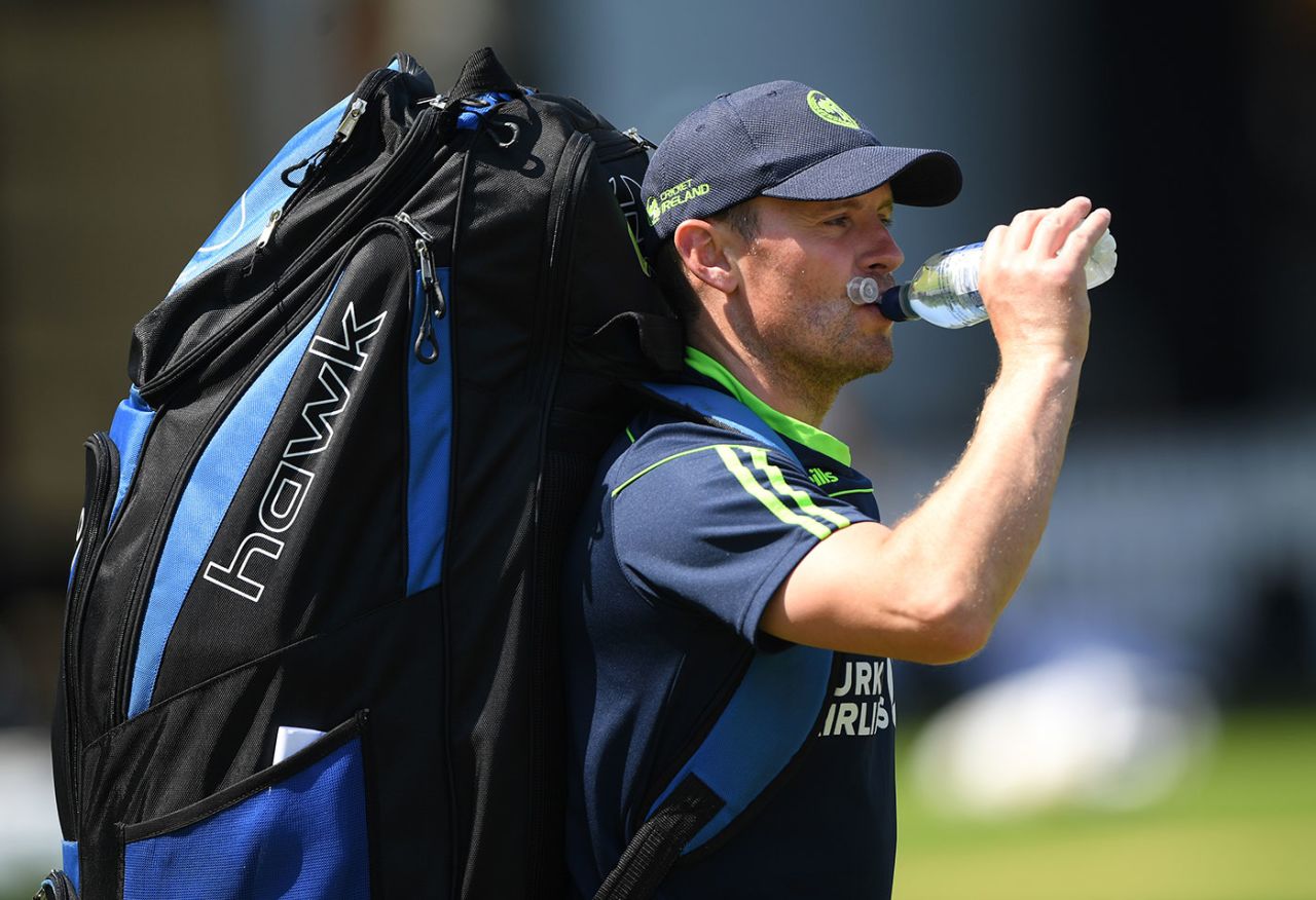 Will Porterfield takes a drink during training, England v Ireland, only Test, Lord's, July 23, 2019