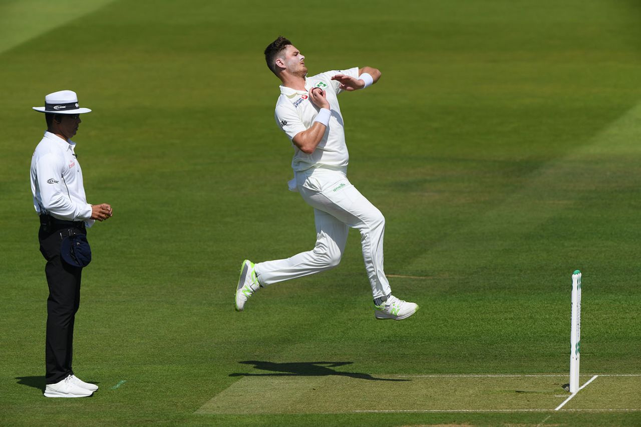 Mark Adair in full flow on his Test debut, England v Ireland, Only Test, Day 1, July 24, 2019