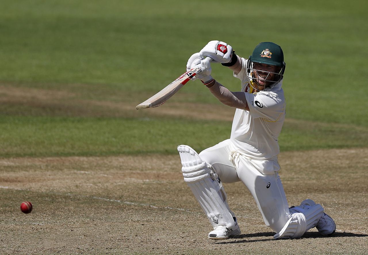 David Warner bats, Brad Haddin XII v Graeme Hick XII, Australian Cricket Team Ashes Tour match, The Ageas Bowl on July 24, 2019
