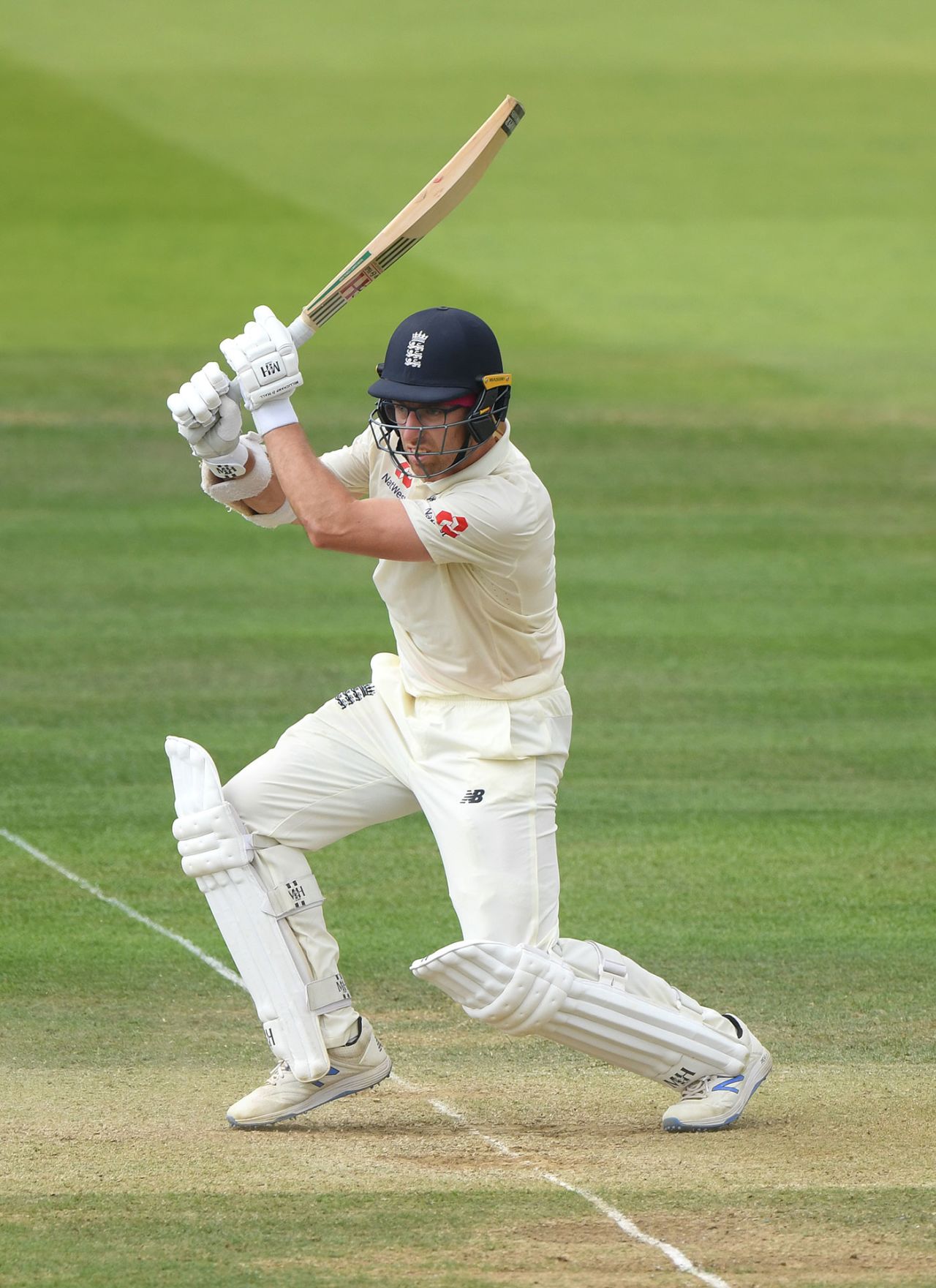 Jack Leach drives through the covers, England v Ireland, Only Test, 2nd day, July 25, 2019