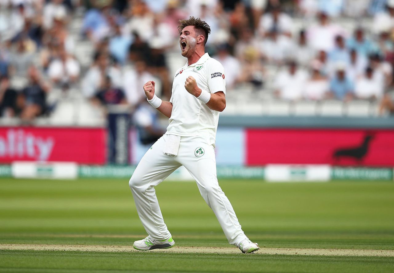 Mark Adair roars in celebration, England v Ireland, Only Test, 2nd day, July 25, 2019
