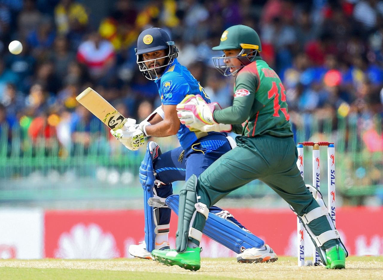 Dimuth Karunaratne goes for a reverse shot, Sri Lanka v Bangladesh, 1st ODI, R Premadasa Stadium, July 26, 2019