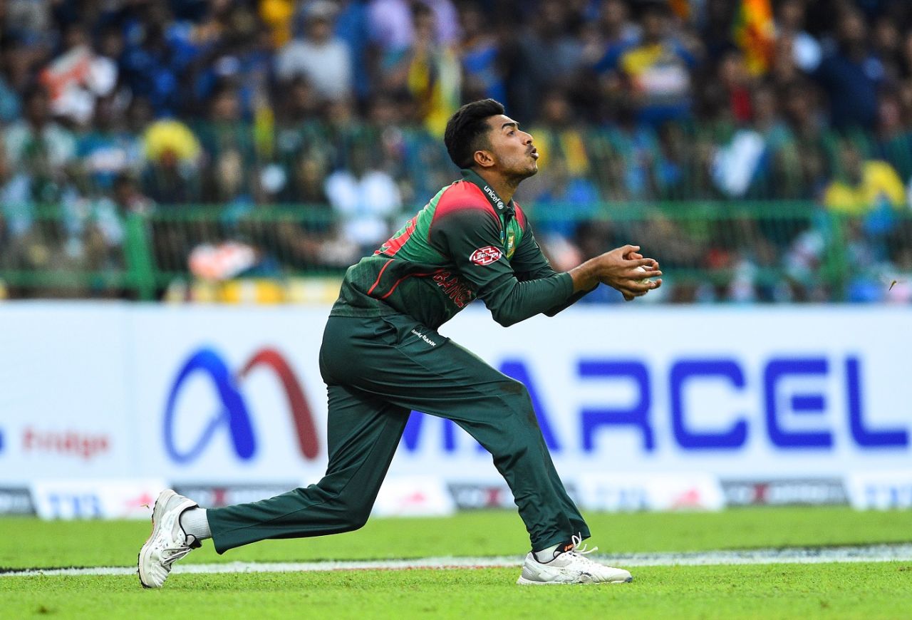 Soumya Sarkar holds on to a catch, Sri Lanka v Bangladesh, 1st ODI, Colombo, July 26, 2019
