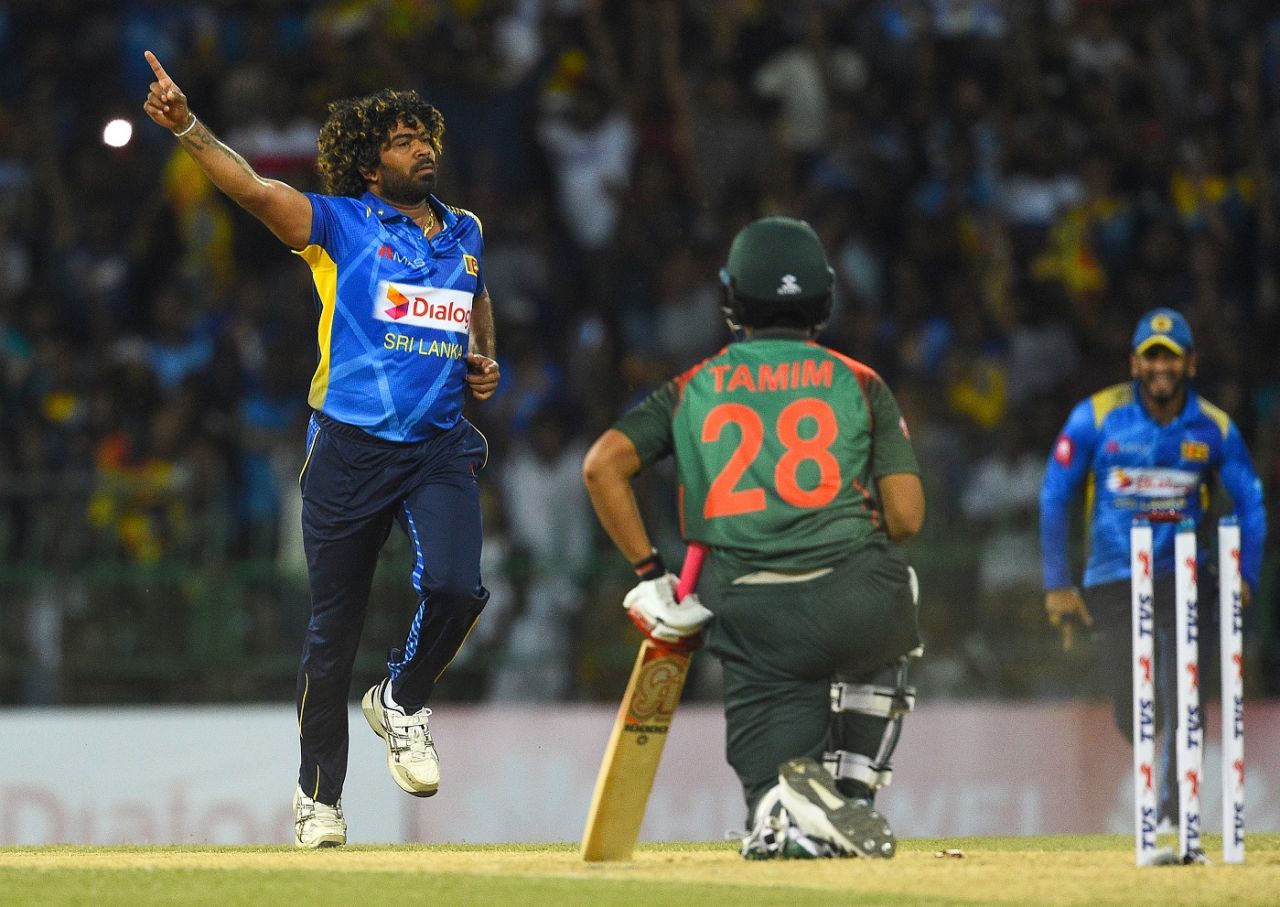Lasith Malinga bowls Tamim Iqbal with an inswinging yorker, Sri Lanka v Bangladesh, 1st ODI, R Premadasa Stadium, July 26, 2019