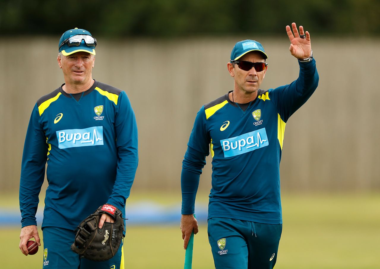 The presence of former players such as Steve Waugh has helped share the burden on Justin Langer, Southampton, July 21, 2019