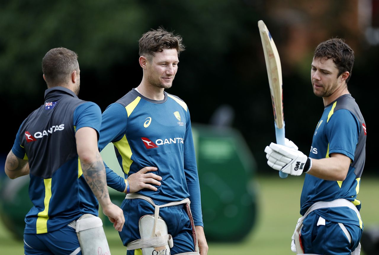 Matthew Wade, Cameron Bancroft and Travis Head at Australia training, Edgbaston, July 30, 2019