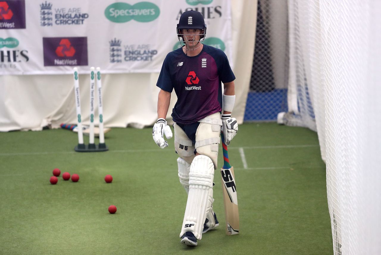 Joe Denly bats in England's indoor nets, Edgbaston, July 30, 2019