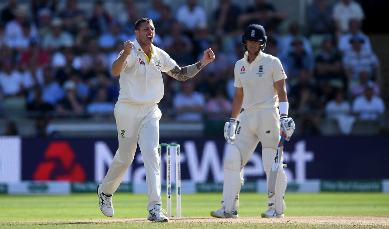 Joe Denly fell lbw to James Pattinson, England v Australia, 1st Ashes Test, Edgbaston, 2nd day, August 2, 2019