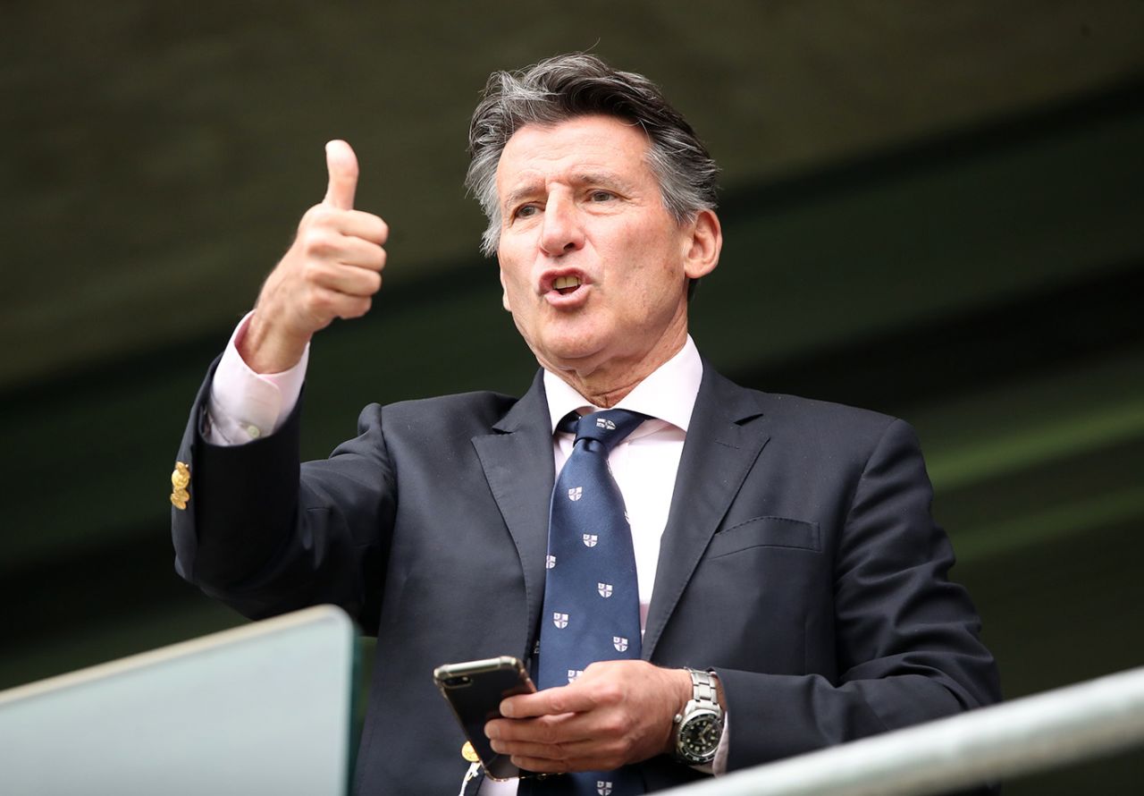 Lord Sebastian Coe brings out the thumbs-up, England v Australia, 1st Ashes Test, Edgbaston, 4th day, August 4, 2019